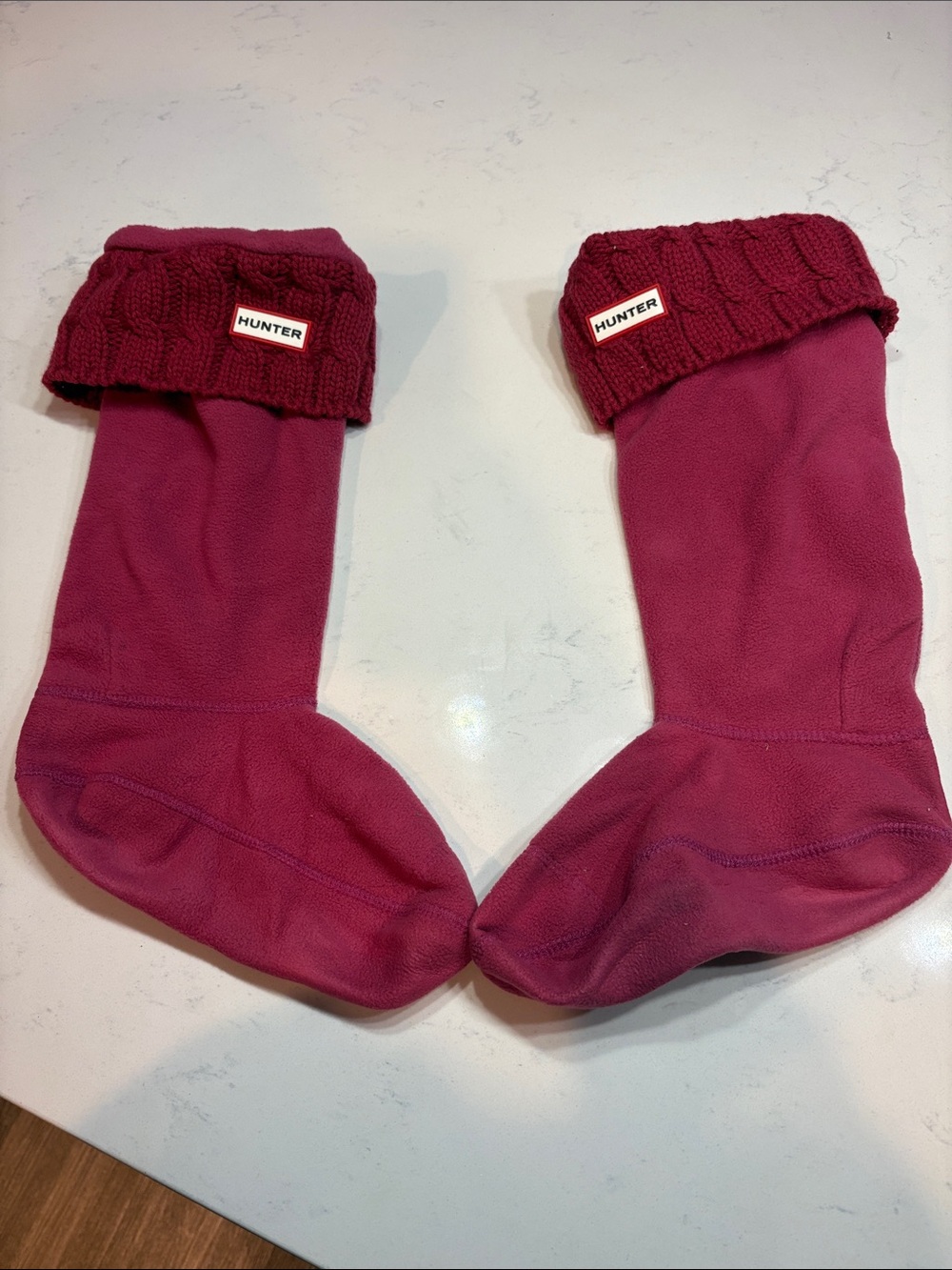 Hunter Magenta Boot Liners with Knit Cuffs